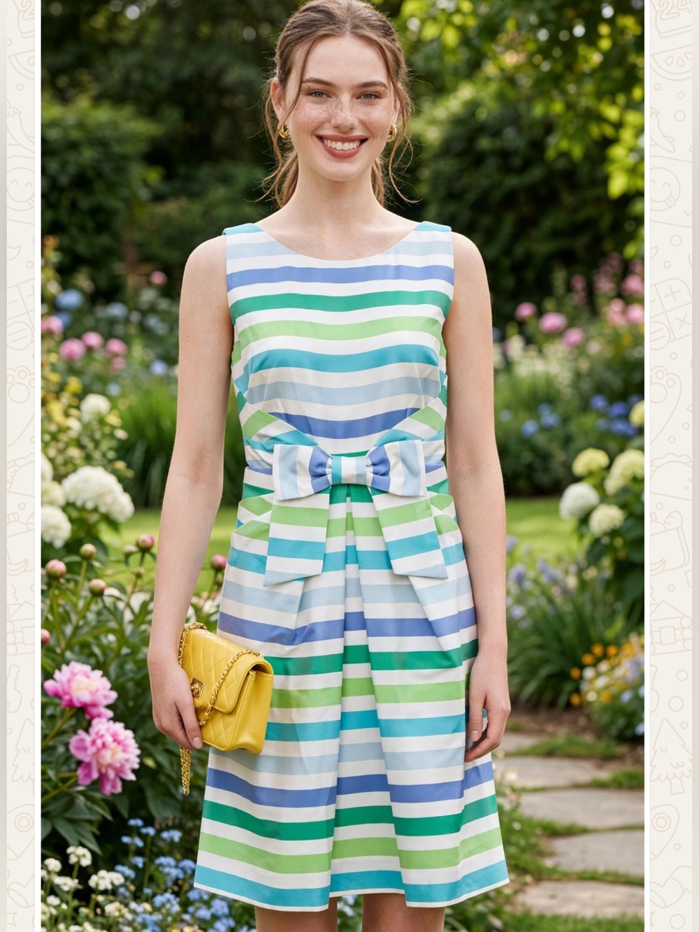 kate spade Multicolor Striped Midi Dress with Bow